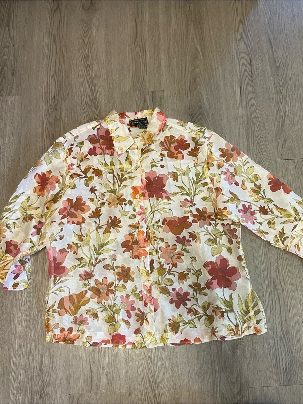 Elementz Cream Blouse with Pink, Orange & Yellow Floral Print